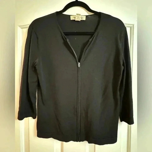 VINTAGE Jones New York Zip Up Sweater 80’s 90’s Work Wear Date Night Jackie O - Picture 2 of 11